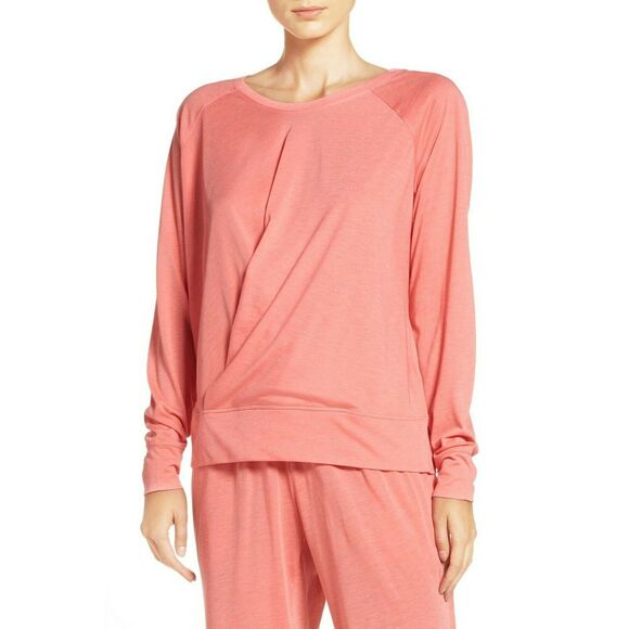 DANIEL BUCHLER long sleeve metallic pullover lounge top peach tee Size Large NEW - Picture 3 of 7